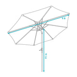 91" Dark Blue Polyester Octagonal Tilt Market Patio Umbrella