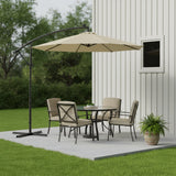 95" White Polyester Octagonal Tilt Lighted Market Patio Umbrella with Stand