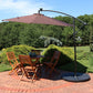 95" Brown Polyester Octagonal Tilt Lighted Market Patio Umbrella with Stand