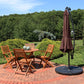 95" Brown Polyester Octagonal Tilt Lighted Market Patio Umbrella with Stand