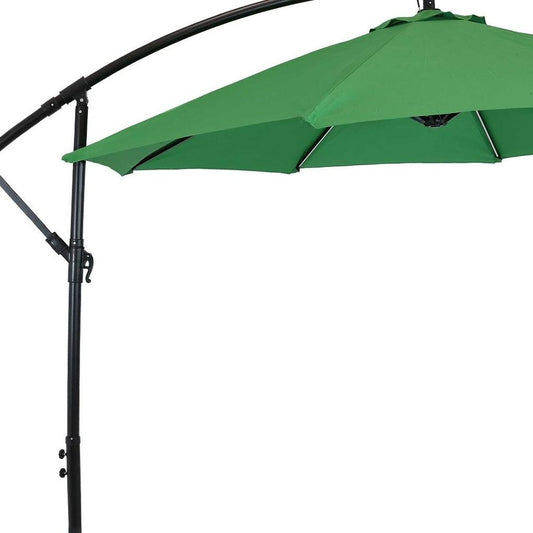 95" Green Polyester Octagonal Tilt Lighted Market Patio Umbrella with Stand