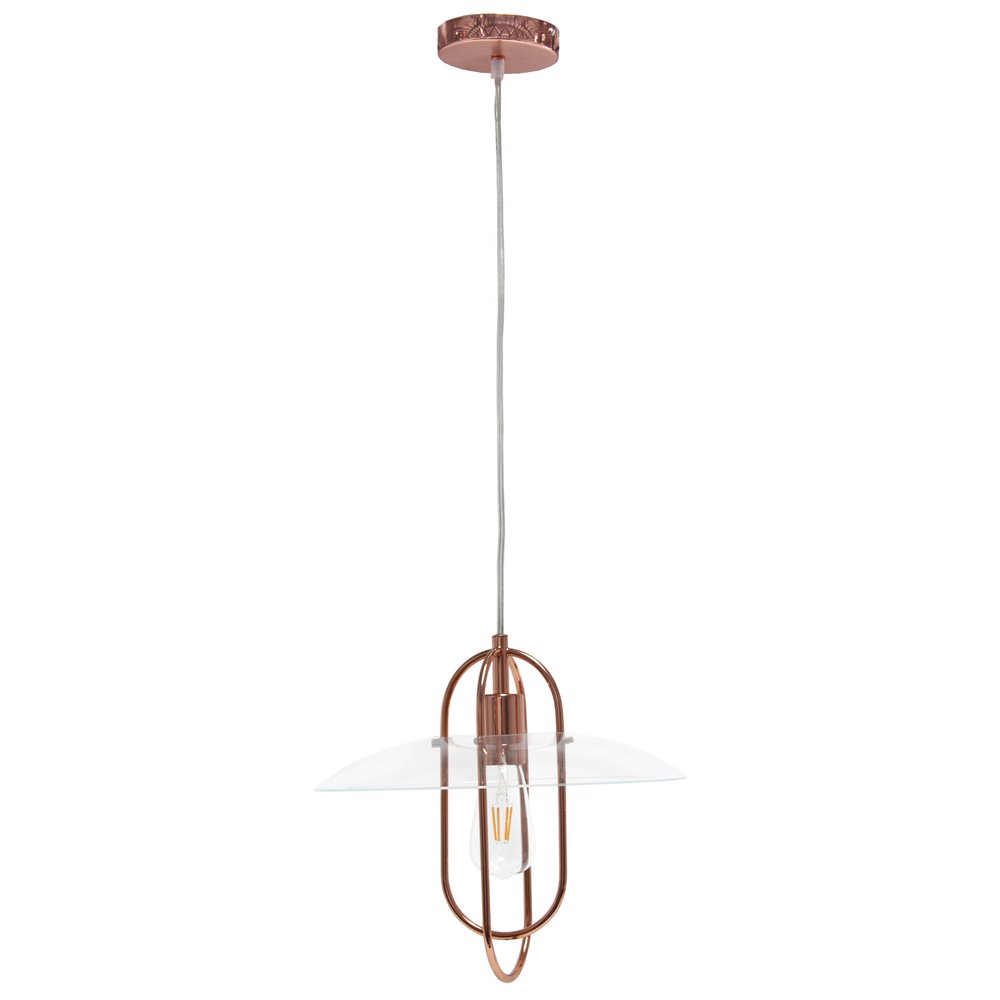 Rose Gold And Clear Simple Iron Ceiling Light With Clear Shades