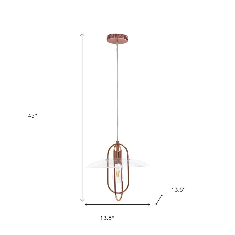 Rose Gold And Clear Simple Iron Ceiling Light With Clear Shades