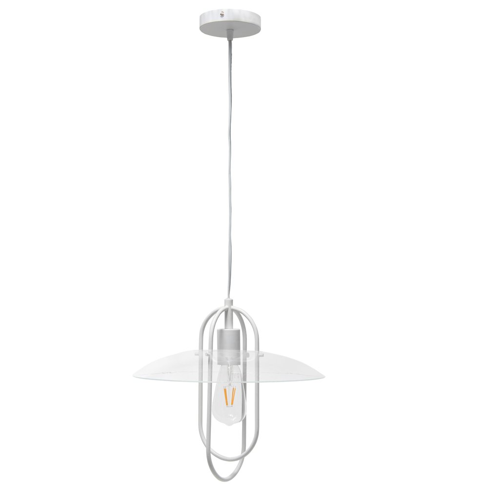 Clear And White Simple Iron Ceiling Light With Clear Shades