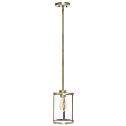 Antiqued Brass Cylinder Iron Ceiling Light With Antiqued Brass Shades