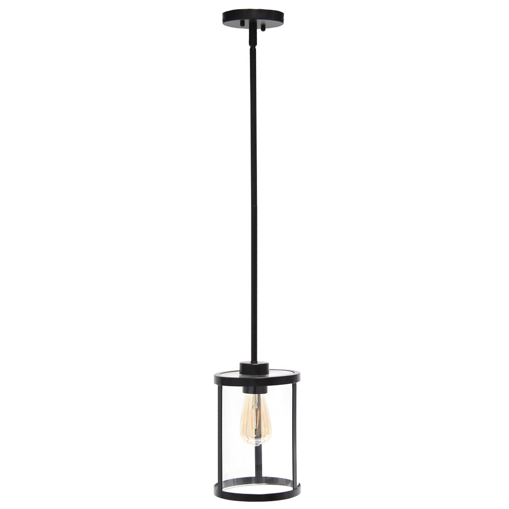 Black Cylinder Iron Ceiling Light With Black Shades
