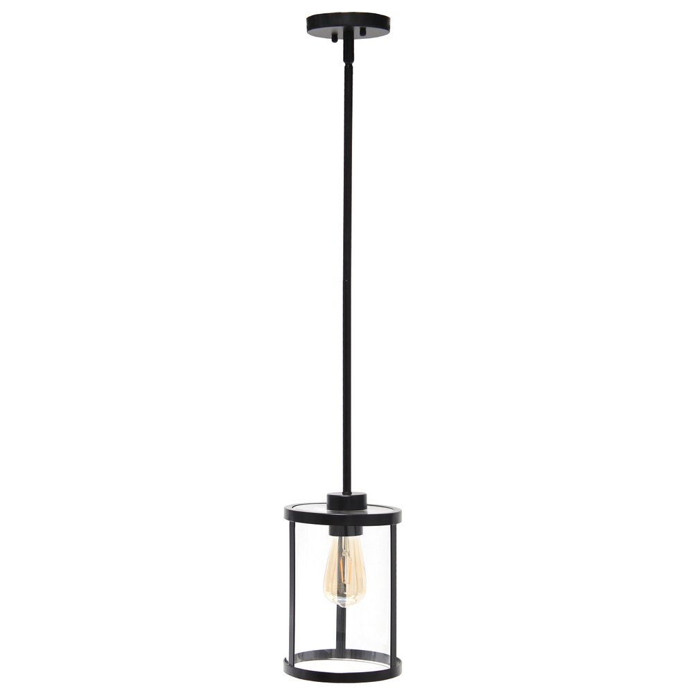 Black Cylinder Iron Ceiling Light With Black Shades