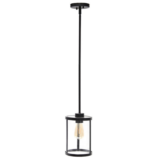 Black Cylinder Iron Ceiling Light With Black Shades