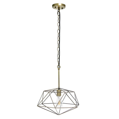 Antiqued Brass And Black Caged Iron Ceiling Light With Shades