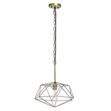 Antiqued Brass And Black Caged Iron Ceiling Light With Shades