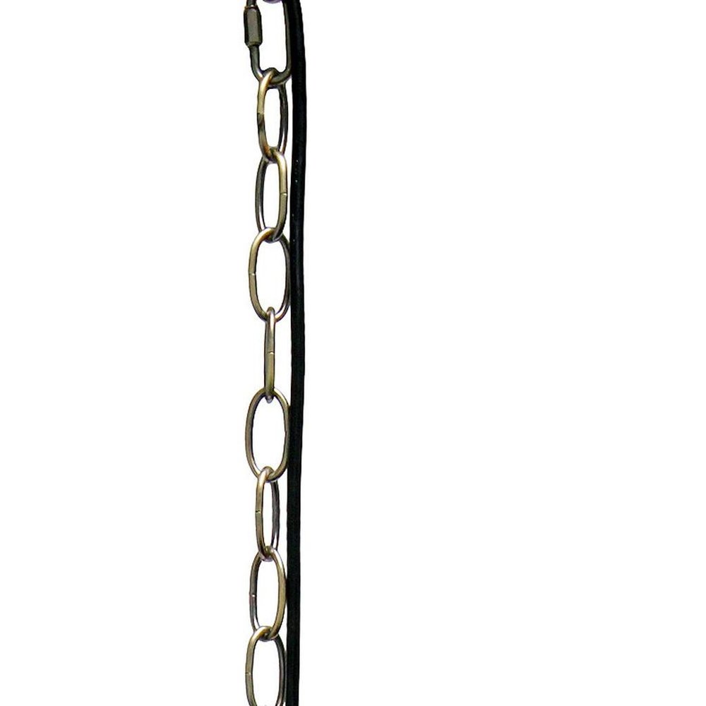 Antiqued Brass And Black Caged Iron Ceiling Light With Shades