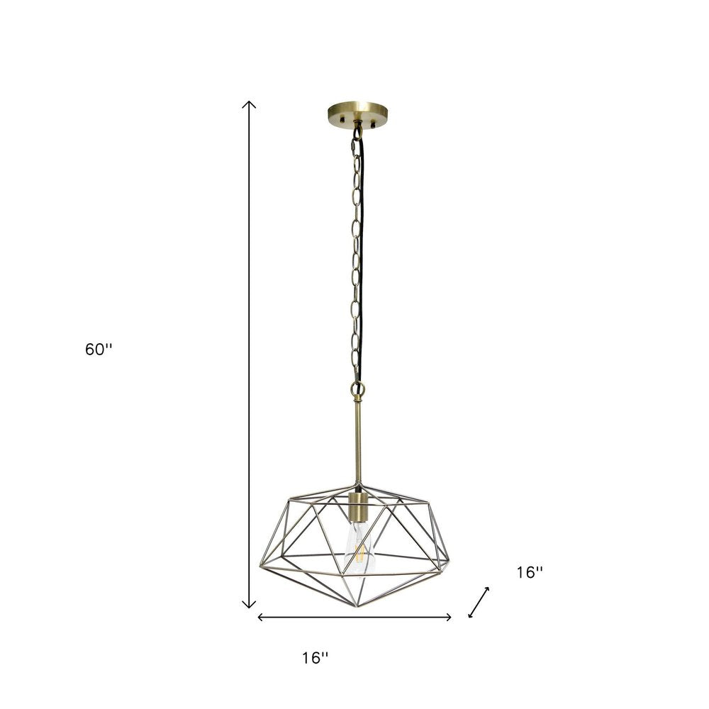 Antiqued Brass And Black Caged Iron Ceiling Light With Shades