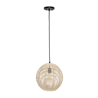 Natural And Black Rattan Ceiling Light With Natural Shades