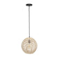 Natural And Black Rattan Ceiling Light With Natural Shades