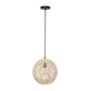 Natural And Black Rattan Ceiling Light With Natural Shades