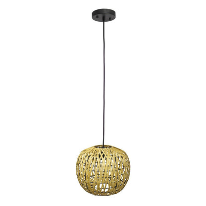 Natural And Black Hemp Ceiling Light With Natural Shades