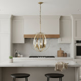 Antiqued Brass Clear And Black Sphere Three Light Iron Ceiling Light With Antiqued Brass Shades