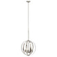 Nickel And Clear Sphere Three Light Iron Ceiling Light With Nickel Shades