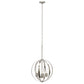 Nickel And Clear Sphere Three Light Iron Ceiling Light With Nickel Shades