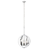 Clear And Silver Sphere Three Light Iron Ceiling Light With Silver Shades