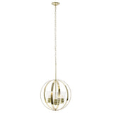Clear And Gold Sphere Three Light Iron Ceiling Light With Gold Shades