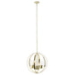 Clear And Gold Sphere Three Light Iron Ceiling Light With Gold Shades