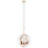 Rose Gold And Clear Sphere Three Light Iron Ceiling Light With Rose Gold Shades