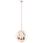 Rose Gold And Clear Sphere Three Light Iron Ceiling Light With Rose Gold Shades