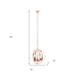 Rose Gold And Clear Sphere Three Light Iron Ceiling Light With Rose Gold Shades