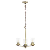 Antiqued Brass And Clear Chandelier Three Light Iron Ceiling Light With Clear Shades