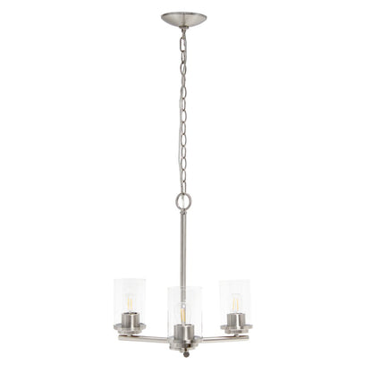 Nickel And Clear Chandelier Three Light Iron Ceiling Light With Clear Shades