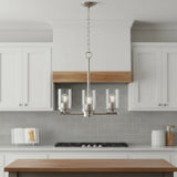 Nickel And Clear Chandelier Three Light Iron Ceiling Light With Clear Shades