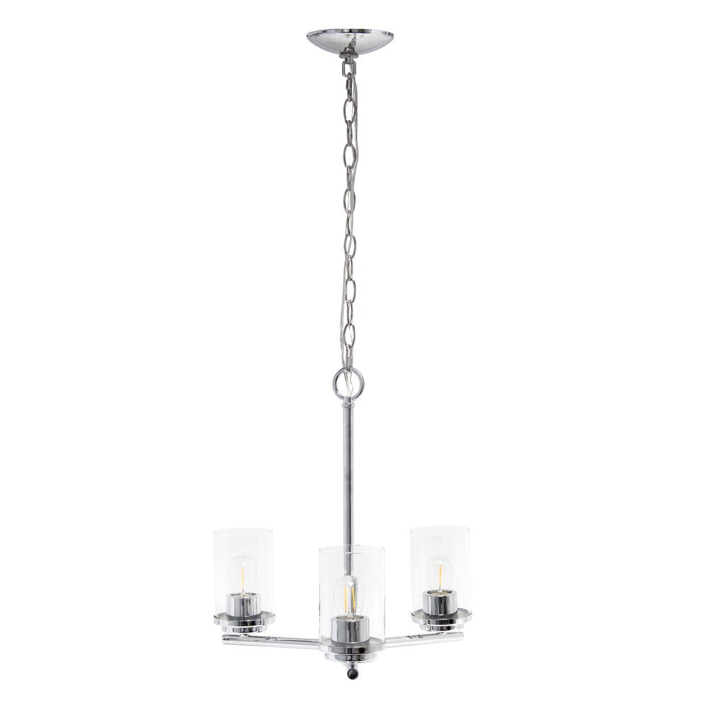 Silver And Clear Chandelier Three Light Iron Ceiling Light With Clear Shades