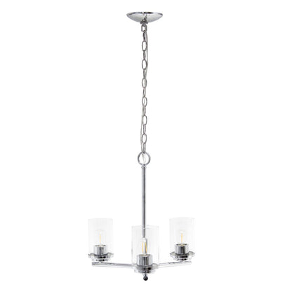Silver And Clear Chandelier Three Light Iron Ceiling Light With Clear Shades