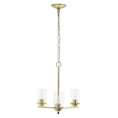 Gold And Clear Chandelier Three Light Iron Ceiling Light With Clear Shades