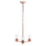 Rose Gold And Clear Chandelier Three Light Iron Ceiling Light With Clear Shades
