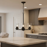 Bronze And Clear Chandelier Three Light Iron Ceiling Light With Clear Shades