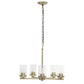 Antiqued Brass And Clear Chandelier Five Light Iron Ceiling Light With Clear Shades