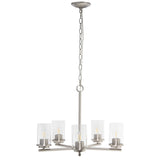 Nickel And Clear Chandelier Five Light Iron Ceiling Light With Clear Shades