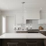 Silver And Clear Chandelier Five Light Iron Ceiling Light With Clear Shades