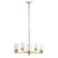 Gold And Clear Chandelier Five Light Iron Ceiling Light With Clear Shades