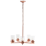 Rose Gold And Clear Chandelier Five Light Iron Ceiling Light With Clear Shades