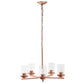 Rose Gold And Clear Chandelier Five Light Iron Ceiling Light With Clear Shades