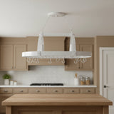 White Kitchen Island Two Light Metal Ceiling Light