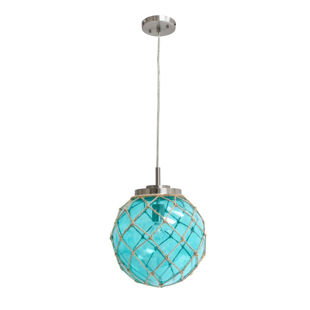 Aqua Silver And Natural Sphere Glass Ceiling Light With Aqua And Natural Shades