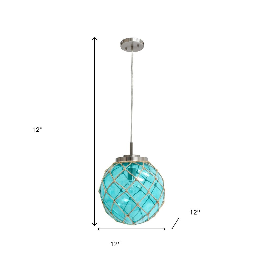 Aqua Silver And Natural Sphere Glass Ceiling Light With Aqua And Natural Shades