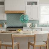 Aqua Silver And Natural Sphere Glass Ceiling Light With Aqua And Natural Shades