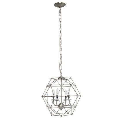 Nickel Candle Style Four Light Metal Ceiling Light With Nickel Shades