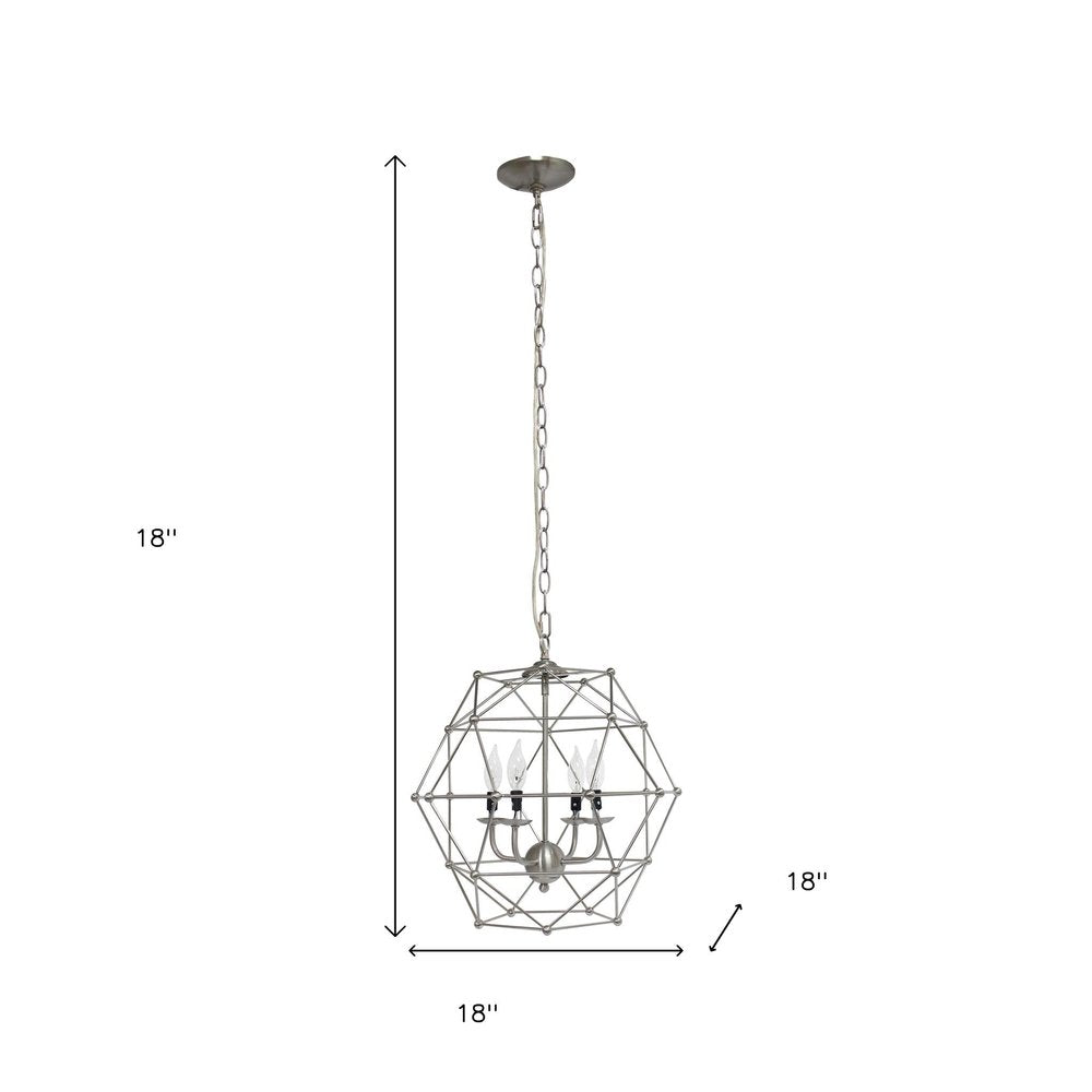 Nickel Candle Style Four Light Metal Ceiling Light With Nickel Shades