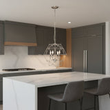 Nickel Candle Style Four Light Metal Ceiling Light With Nickel Shades